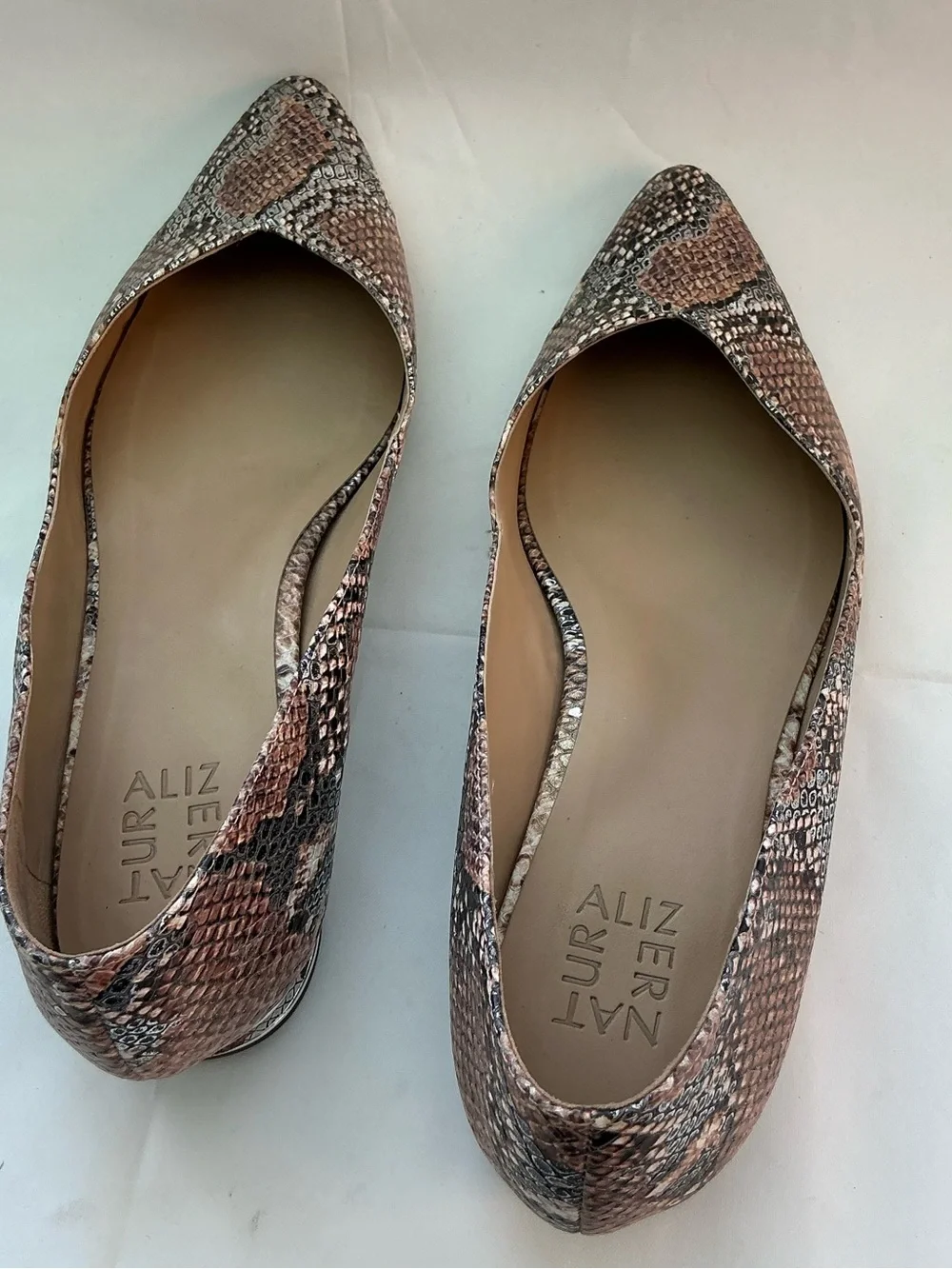 Naturalizer Havana Leather Pointed Toe Pointed Toe Flats in Brown Snake Print